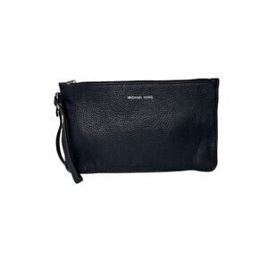 Michael Kors Jet Set Travel Pebbled Leather Wristlet Large Wallet Pouch Blue